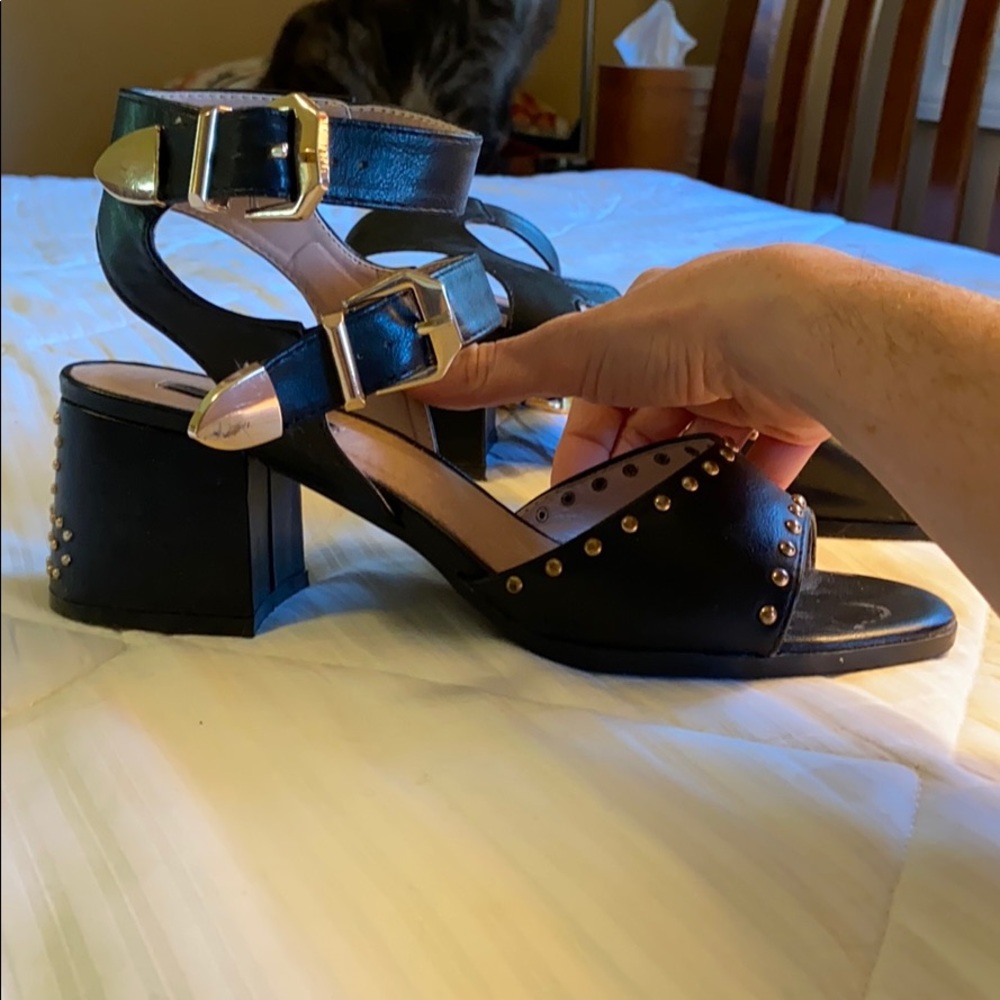 Asos block heel sandals with rivet details